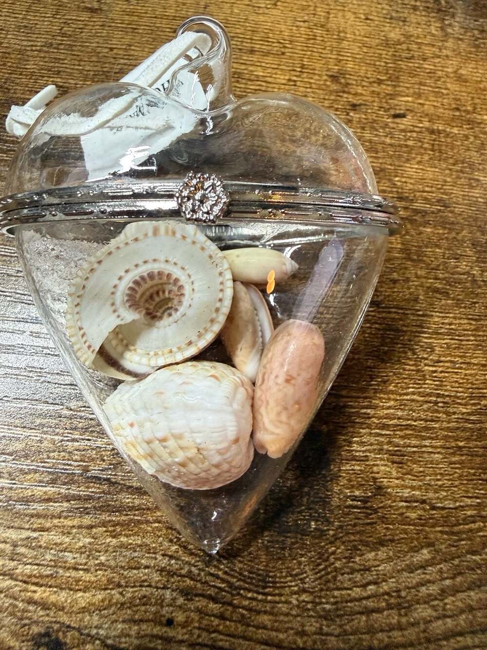 NWT HomArt Glass Keepsake Heart Ornament with Seashells